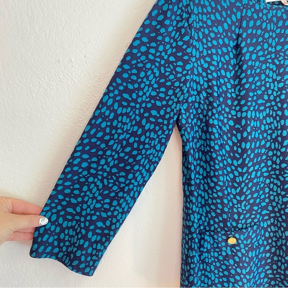 Jude Connally navy blue and teal Long Sleeve Dress with pockets - Picture 4 of 6